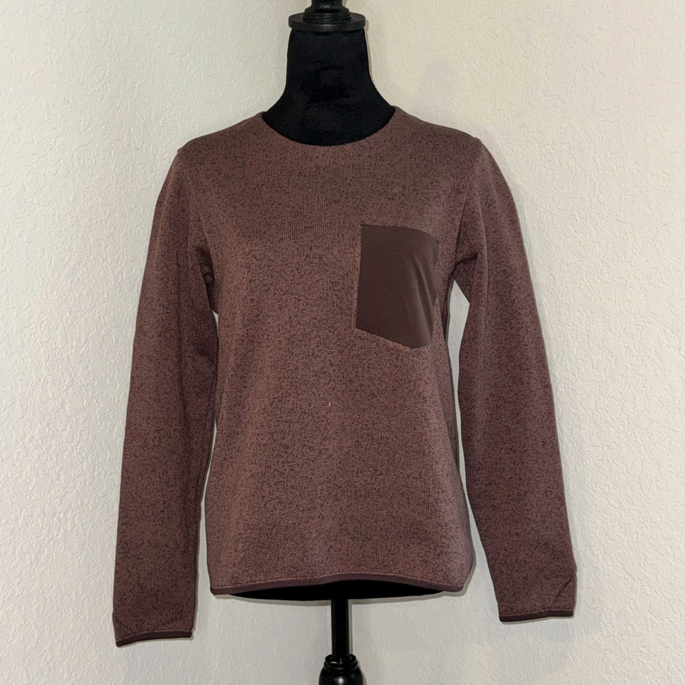Arc'teryx Covert Sweater Women XS Heather Maroon Knit Round Neck Pocket Pullover